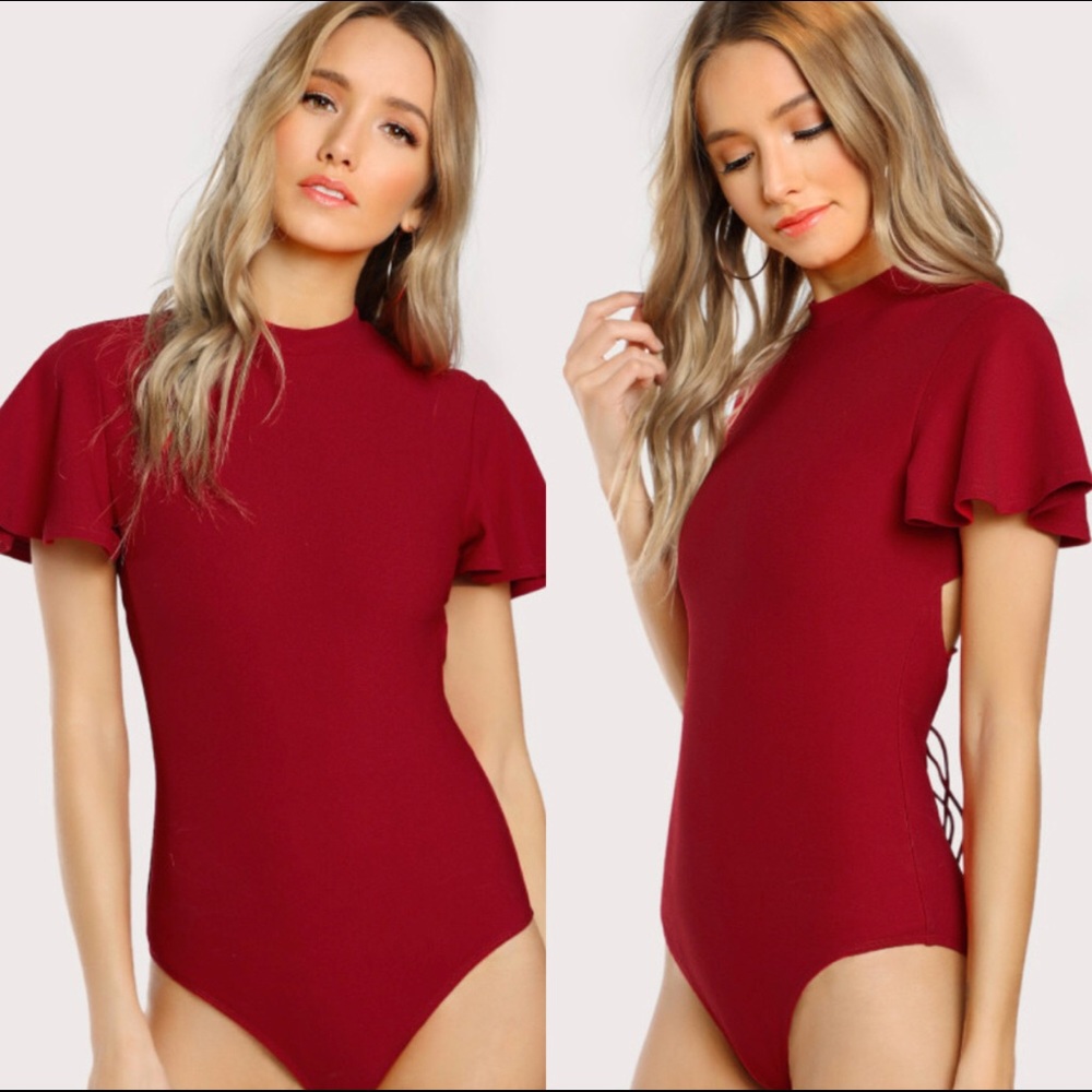 Red Bodysuit With Open Back